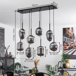 hofstein Suspension Verbania Noir, 8 lumières