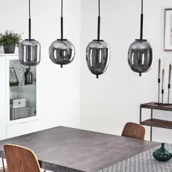 Suspension Verre Fumé-hofstein Suspension Verbania Noir, 4 lumières