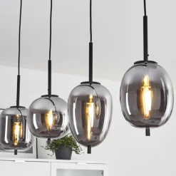 Suspension Verre Fumé-hofstein Suspension Verbania Noir, 4 lumières