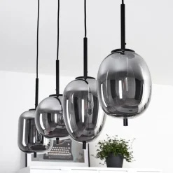 Suspension Verre Fumé-hofstein Suspension Verbania Noir, 4 lumières