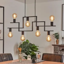 Lampes Industrielles-hofstein Suspension Verdoejo Noir, 7 lumières