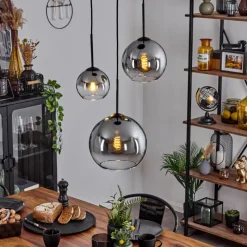 Suspension Verre Fumé-hofstein Suspension Verre 15 cm, 20 cm, 25 cm Koyoto Clair, Fumé, 3 lumières