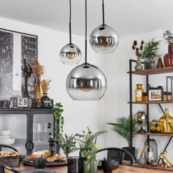 Suspension Verre Fumé-hofstein Suspension Verre 15 cm, 20 cm, 25 cm Koyoto Clair, Fumé, 3 lumières