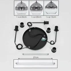 Suspension Verre Fumé-hofstein Suspension Verre 15 cm, 20 cm, 25 cm Koyoto Clair, Fumé, 3 lumières