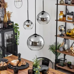 Suspension Verre Fumé-hofstein Suspension Verre 15 cm, 20 cm, 25 cm Koyoto Clair, Fumé, 3 lumières