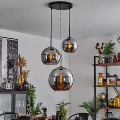 Suspension Verre Fumé-hofstein Suspension Verre 20 cm, 25 cm, 30cm Koyoto Chrome, Fumé, 3 lumières