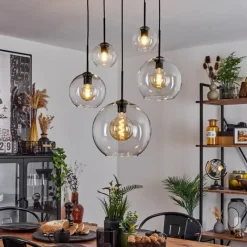 hofstein Suspension Verre 15 cm, 20 cm, 25 cm, 30cm Koyoto Clair, 5 lumières