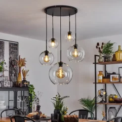 hofstein Suspension Verre 15 cm, 20 cm, 25 cm, 30cm Koyoto Clair, 5 lumières