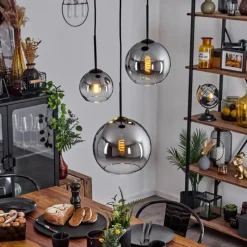 Suspension Verre Fumé-hofstein Suspension Verre 15 cm, 20 cm, 25 cm Koyoto Chrome, Clair, Fumé, 3 lumières