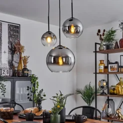 Suspension Verre Fumé-hofstein Suspension Verre 15 cm, 20 cm, 25 cm Koyoto Chrome, Clair, Fumé, 3 lumières