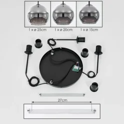 Suspension Verre Fumé-hofstein Suspension Verre 15 cm, 20 cm, 25 cm Koyoto Chrome, Fumé, 3 lumières