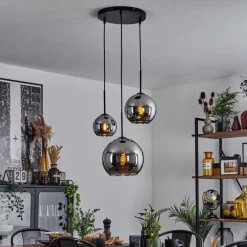 Suspension Verre Fumé-hofstein Suspension Verre 15 cm, 20 cm, 25 cm Koyoto Chrome, Fumé, 3 lumières