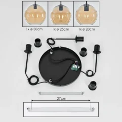hofstein Suspension Verre 20 cm, 25 cm, 30cm Koyoto Ambre, 3 lumières
