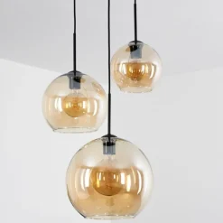 hofstein Suspension Verre 20 cm, 25 cm, 30cm Koyoto Ambre, 3 lumières