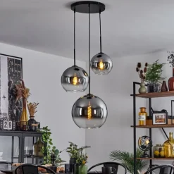 Suspension Verre Fumé-hofstein Suspension Verre 20 cm, 25 cm, 30cm Koyoto Clair, Fumé, 3 lumières