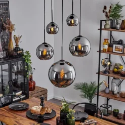 Suspension Verre Fumé-hofstein Suspension Verre 15 cm, 20 cm, 25 cm, 30cm Koyoto Chrome, Fumé, 5 lumières