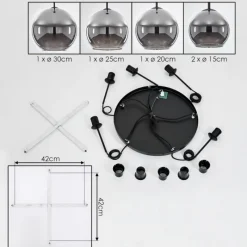 Suspension Verre Fumé-hofstein Suspension Verre 15 cm, 20 cm, 25 cm, 30cm Koyoto Chrome, Fumé, 5 lumières