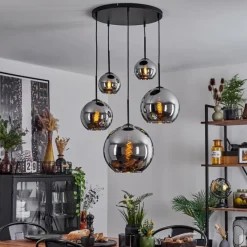 Suspension Verre Fumé-hofstein Suspension Verre 15 cm, 20 cm, 25 cm, 30cm Koyoto Chrome, Fumé, 5 lumières