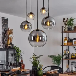 Suspension Verre Fumé-hofstein Suspension Verre 15 cm, 20 cm, 25 cm, 30cm Koyoto Clair, Fumé, 5 lumières