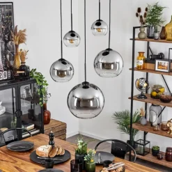 Suspension Verre Fumé-hofstein Suspension Verre 15 cm, 20 cm, 25 cm, 30cm Koyoto Clair, Fumé, 5 lumières