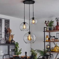 hofstein Suspension Verre 20 cm, 25 cm, 30cm Koyoto Clair, 3 lumières