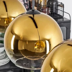 hofstein Suspension Verre 25 cm Koyoto Or, Clair, 3 lumières