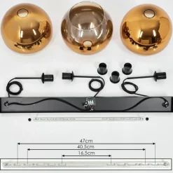 hofstein Suspension Verre 25 cm Koyoto Or, Clair, 3 lumières