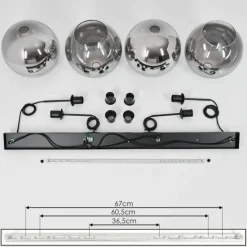 Suspension Verre Fumé-hofstein Suspension Verre 25 cm Koyoto Clair, Fumé, 4 lumières