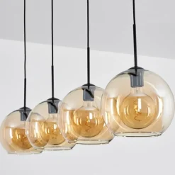 hofstein Suspension Verre 25 cm Koyoto Ambre, 4 lumières