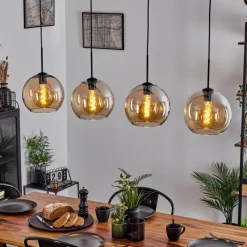 hofstein Suspension Verre 25 cm Koyoto Ambre, 4 lumières