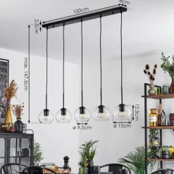 hofstein Suspension Verre 15 cm Koyoto Clair, 5 lumières