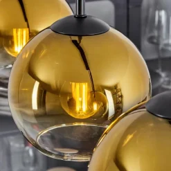 hofstein Suspension Verre 15 cm Koyoto Or, Clair, 5 lumières