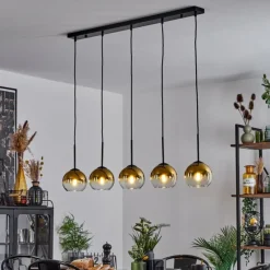 hofstein Suspension Verre 15 cm Koyoto Or, Clair, 5 lumières