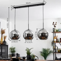 Suspension Verre Fumé-hofstein Suspension Verre 30 cm Koyoto Chrome, Fumé, 3 lumières