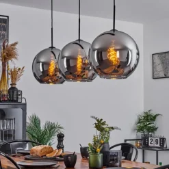 Suspension Verre Fumé-hofstein Suspension Verre 30 cm Koyoto Chrome, Fumé, 3 lumières