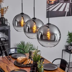 Suspension Verre Fumé-hofstein Suspension Verre 30 cm Koyoto Clair, Fumé, 3 lumières