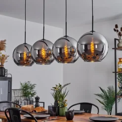 Suspension Verre Fumé-hofstein Suspension Verre 30 cm Koyoto Chrome, Fumé, 4 lumières