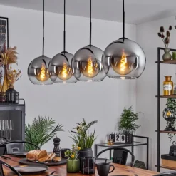 Suspension Verre Fumé-hofstein Suspension Verre 25 cm Koyoto Chrome, Clair, Fumé, 4 lumières