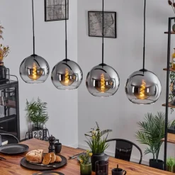 Suspension Verre Fumé-hofstein Suspension Verre 25 cm Koyoto Chrome, Clair, Fumé, 4 lumières