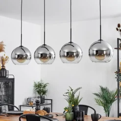 Suspension Verre Fumé-hofstein Suspension Verre 25 cm Koyoto Chrome, Clair, Fumé, 4 lumières