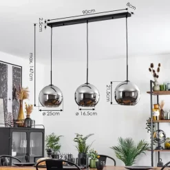 Suspension Verre Fumé-hofstein Suspension Verre 25 cm Koyoto Chrome, Fumé, 3 lumières