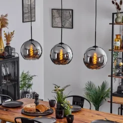 Suspension Verre Fumé-hofstein Suspension Verre 25 cm Koyoto Chrome, Fumé, 3 lumières