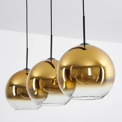 hofstein Suspension Verre 30 cm Koyoto Or, Clair, 3 lumières