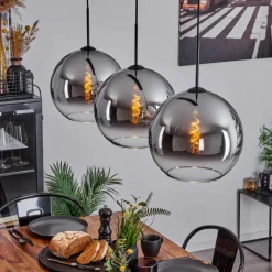 Suspension Verre Fumé-hofstein Suspension Verre 30 cm Koyoto Chrome, Clair, Fumé, 3 lumières