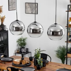 Suspension Verre Fumé-hofstein Suspension Verre 30 cm Koyoto Chrome, Clair, Fumé, 3 lumières