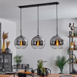 Suspension Verre Fumé-hofstein Suspension Verre 30 cm Koyoto Chrome, Clair, Fumé, 3 lumières