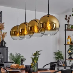 hofstein Suspension Verre 30 cm Koyoto Or, Clair, 4 lumières