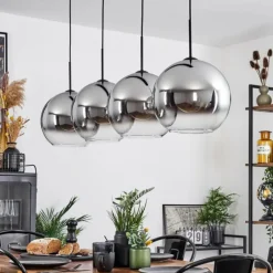 Suspension Verre Fumé-hofstein Suspension Verre 30 cm Koyoto Chrome, Clair, Fumé, 4 lumières