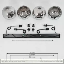 Suspension Verre Fumé-hofstein Suspension Verre 30 cm Koyoto Chrome, Clair, Fumé, 4 lumières
