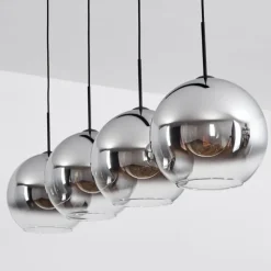 Suspension Verre Fumé-hofstein Suspension Verre 30 cm Koyoto Chrome, Clair, Fumé, 4 lumières